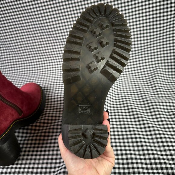 Dr Martens Magdalena Suede Leather Burgundy Red Heeled Boots Women’s 9 - Picture 6 of 7